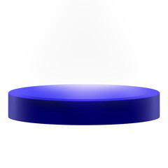 blue podium, 3D round glowing pedestal podium
