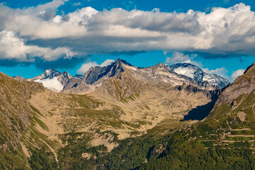 Alpine summer view with Mount Ankogel seen from Mount Stubnerkogl, Bad Gastein, St. Johann im Pongau, Salzburg, Austria