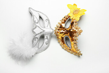 Beautiful carnival masks on white background