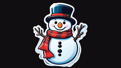 Christmas Snowman with a red scarf and hat, Snowman isolated