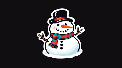 Christmas Snowman with a red scarf and magic hat, Snowman isolated