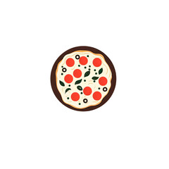Fototapeta premium Pizza circle with olives and tomatoes logo