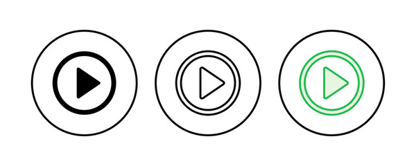 Play Icon set. Play button vector icon