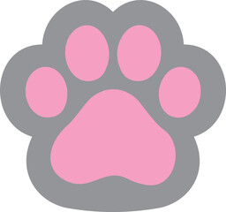 The cat paw in the pink and grey color cute icon.