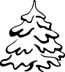black Christmas tree logo on white background, silhouette, vector 