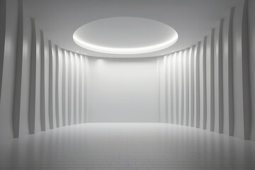 Obraz premium White clean empty interior room with indirect light from right and cornered back walll. 3d rendering. Generative AI.