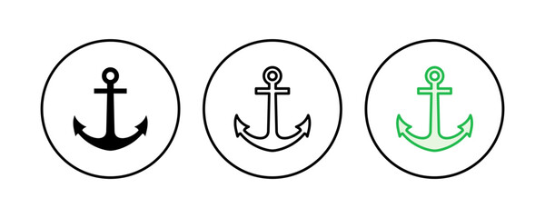 Anchor icon set. Anchor symbol logo. Anchor marine icon.