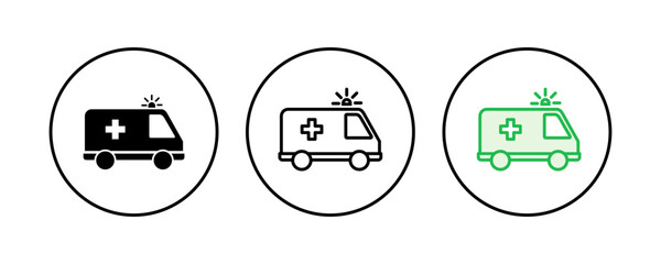 Ambulance icon set. ambulance truck icon vector. ambulance car
