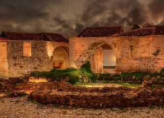 Ruins of the old castle in the desert