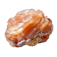 Banded flowstone calcite formed by mineral rich isolated on transparent background