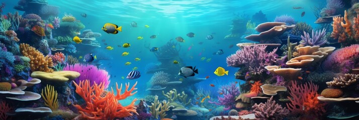Obraz na płótnie Canvas Underwater coral reef. Bright and colorful background