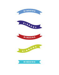 Set of Ribbons. Ribbon elements. Vintage. Modern simple ribbons collection. Vector illustration.