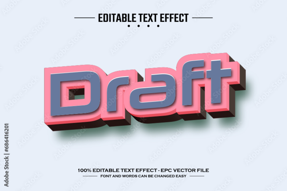 Poster draft 3d editable text effect template