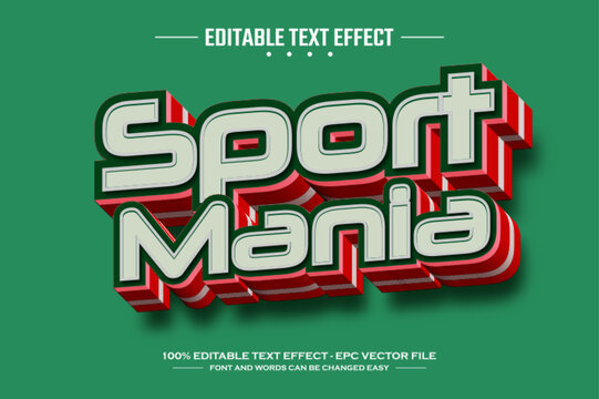 Sport mania 3D editable text effect template
