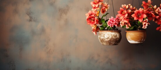 Flower pot suspended in the air