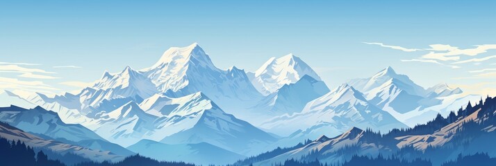 Fototapeta na wymiar Mountain landscape of big mountains with snowy peaks