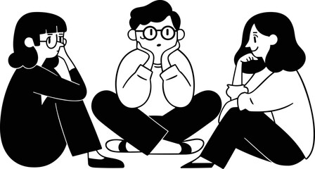 투명한 배경 위에 대화하는 사람들 일러스트