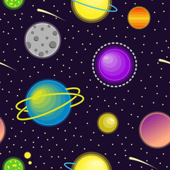 Colorful planets in the galaxy pattern