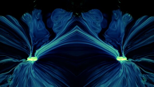 Blue patterns dance. Dramati, lovely.  Based on a real video, a close-up in my lab.  No CGI.    Beth (Murmuring Records) helped, making this so much better.