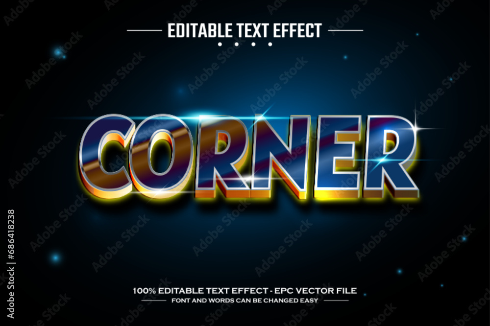 Poster corner 3d editable text effect template