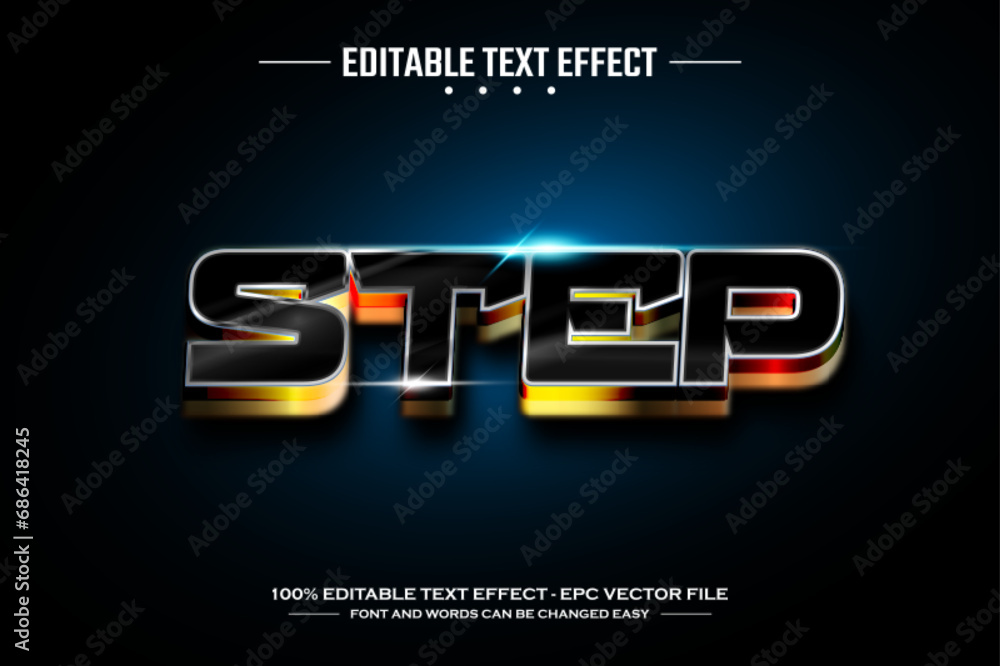 Poster Step 3D editable text effect template