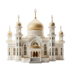 Fototapeta na wymiar Golden Dome Mosque Model, transparent background