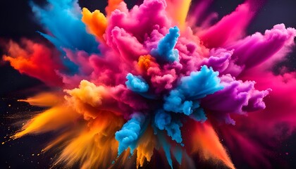 Fototapeta premium coloful holi powder explosion cloud background, bright lightning, coloful smoke cloud background, wallpaper bright lightning, vibrant colors.
