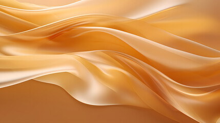 Fototapeta na wymiar Abstract background of a semitransparent silk fabric of ocher color. Generative AI