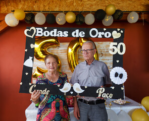 Golden Love Frame. Translation : Golden Wedding Anniversary Candelaria and Paco