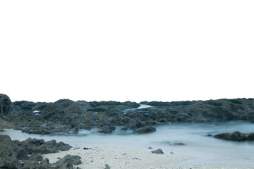 a stretch of steep coral rocks on the beach