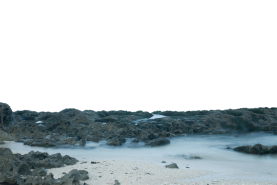 a stretch of steep coral rocks on the beach