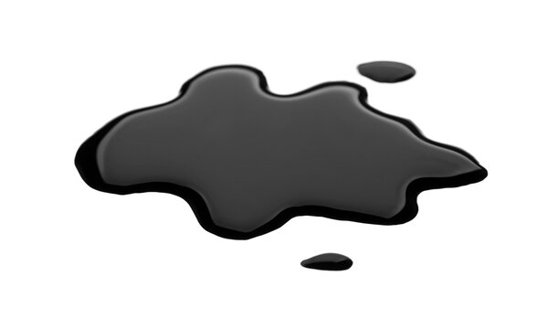 Blots of black liquid on white background