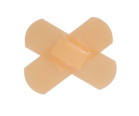 Medical adhesive bandages isolated on white, top view