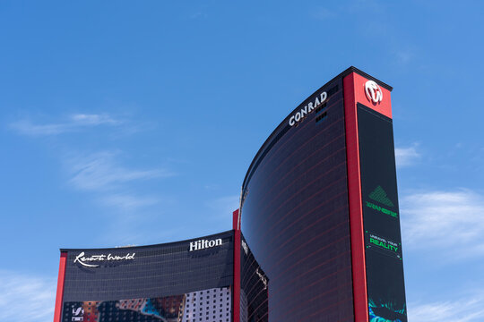 Conrad Las Vegas at Resorts World in Las Vegas, Nevada, United States - May 30, 2023. Conrad Las Vegas at Resorts World is a 5-star luxury hotel Las Vegas. 