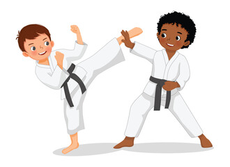 Cute little boys karate kids training martial art © Tenstudio
