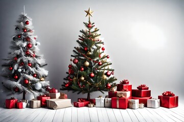 Fototapeta na wymiar christmas tree with gift boxes