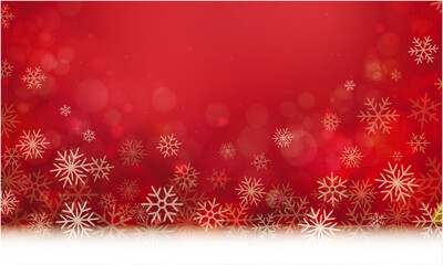 Fototapeta na wymiar 雪の結晶が舞うクリスマスの赤色の水彩画背景イラスト
