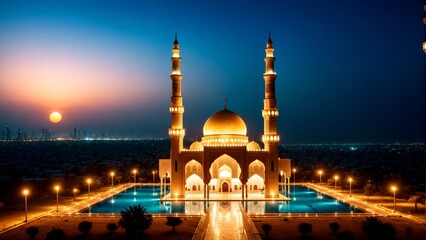 Fototapeta na wymiar Scenic view of an Islamic Mosque 
