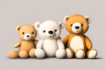 two teddy bears on a white background