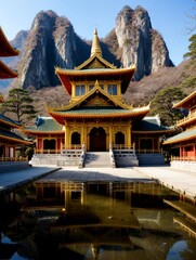 Naklejka premium Scenic view of Buddhist temple