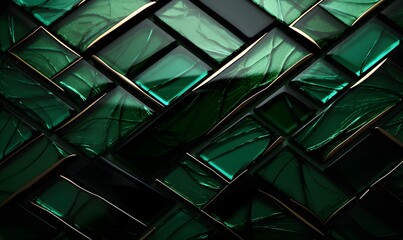 Beautiful dark green glass tile pattern,Generative AI - obrazy, fototapety, plakaty