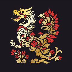 Happy chinese new year 2024 Zodiac sign, year of the Dragon gold