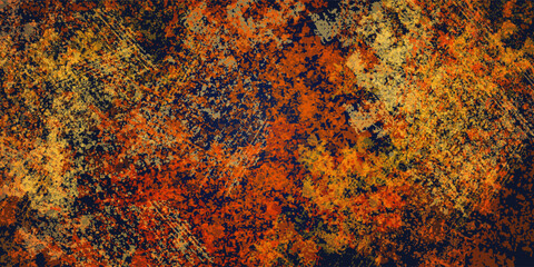 Distressed overlay texture of rusted peeled metal. grunge background. abstract multicolor vector illustration