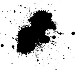 black dot ink painting splatter splash on white background in grunge graphic style vector