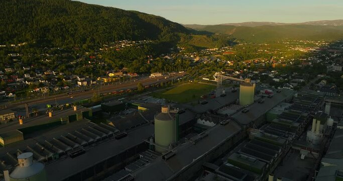 The vast industrial facilities in the city of Mosjoen, Northern Norway