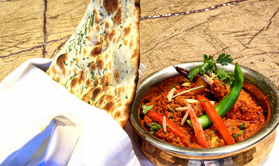 Bhuna Gosht or Bhuna Mutton masala with Naan roti