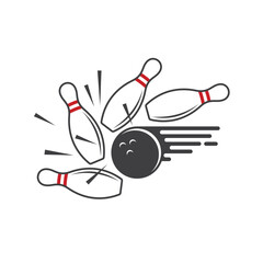 illustration of bowling, indoor sports, vector art.