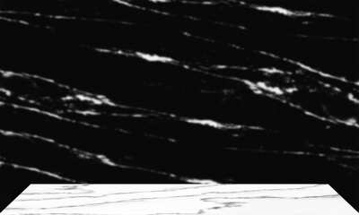 White marble floor on black marble background.