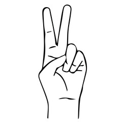 じゃんけんチョキ＿ピース＿線画＿scissors