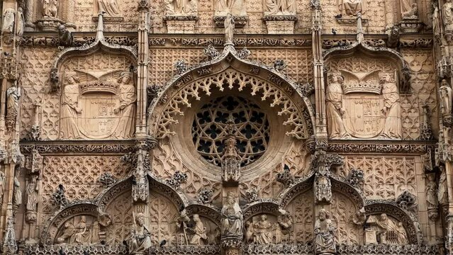 San Pablo church in Valladolid, Spain. The facade is one of the best examples of Plateresque architecture in Europe. High quality 4k footage